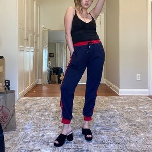 Red and Navy Stripe Jogger Sweatpants